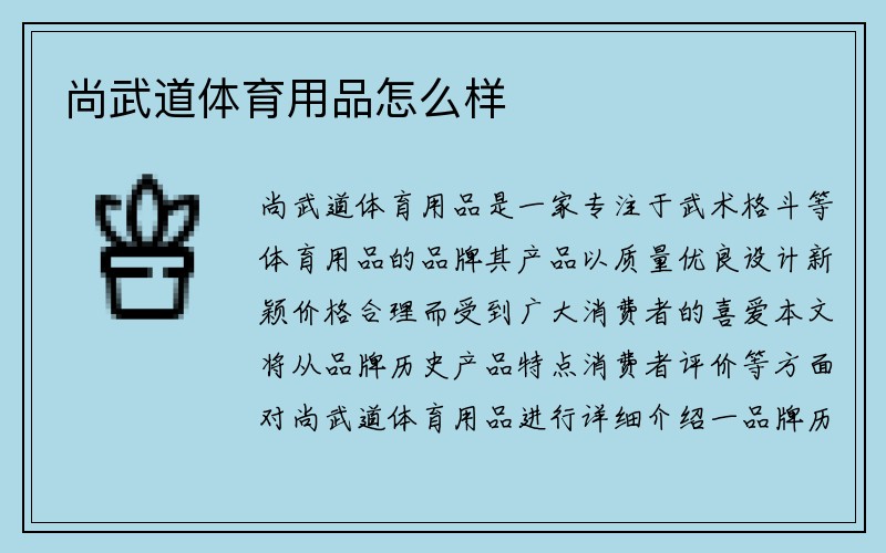 尚武道体育用品怎么样