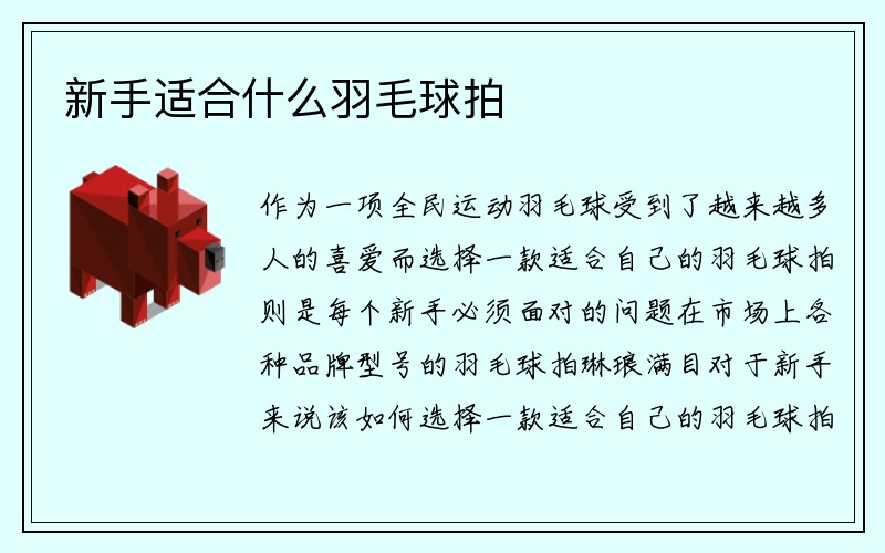 新手适合什么羽毛球拍