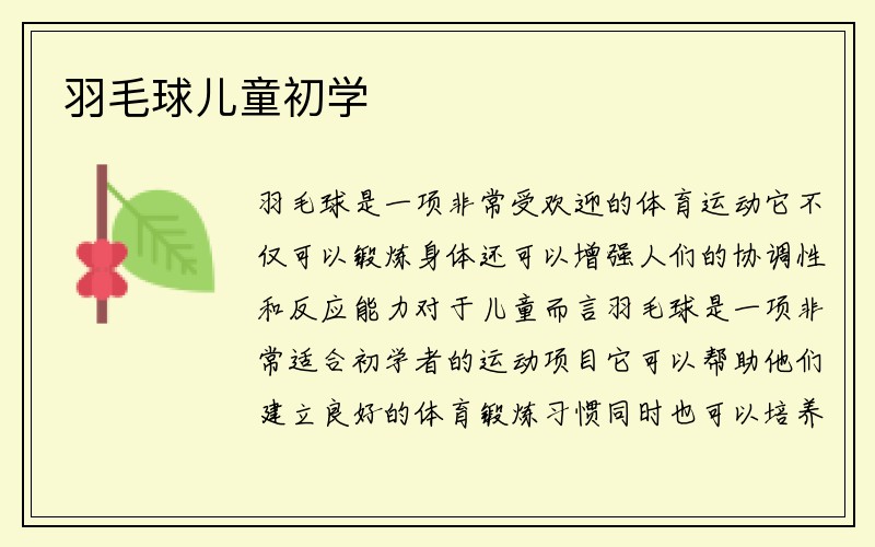 羽毛球儿童初学